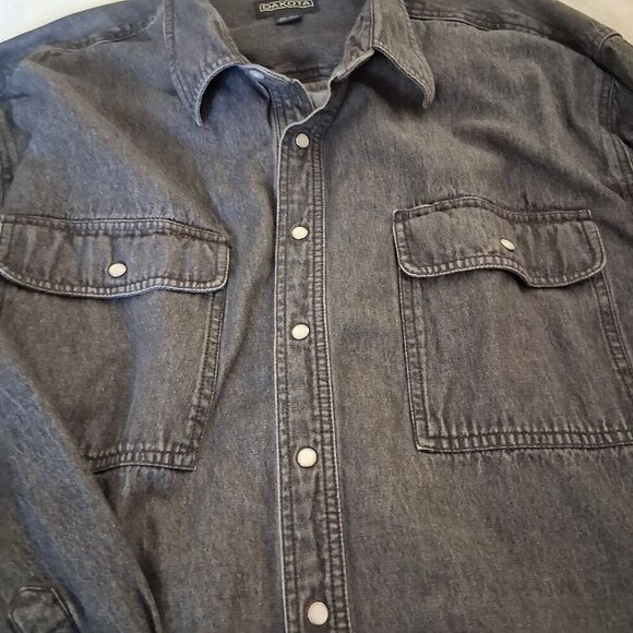 Dakota Men's Size 3XL Black Work Pro Snap Front Cotton Denim Shirt - Picture 9 of 9